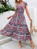 GORUNRUN  Paisley Ethnic V Neck Scramble Dress