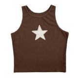 GORUNRUN-summer outfits y2k style casual spring outfits Star Embroidered Rib Cropped Tank Top