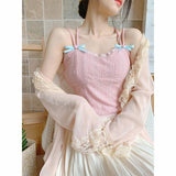 GORUNRUN-summer outfits y2k style casual spring outfits Sweet Temperament Bow Soft Lace Corset Camisole