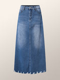 GORUNRUN Lightweight Urban Plain Loose Denim Long Skirt