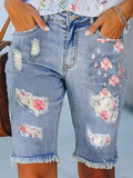 GORUNRUN Floral Denim Loose Casual Denim Shorts