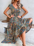 GORUNRUN  Paisley Ethnic V Neck Scramble Dress