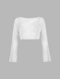 GORUNRUN-Ins Style Street Fashion Hollow Crochet Flared Sleeve Top