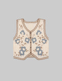 GORUNRUN-Ins Style Street Fashion Apricot Flower Embroidery Knit Hollow Vest