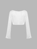 GORUNRUN-Ins Style Street Fashion Hollow Crochet Flared Sleeve Top