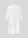 GORUNRUN  Women Plain Button Detail Casual Cotton And Linen Dress