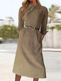 GORUNRUN  Urban Plain Loose Shirt Collar Dress