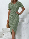 GORUNRUN  Vacation Floral V Neck Dress