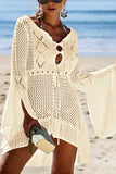 GORUNRUN-spring summer beach outfit  Hollow Knitted Beach Cover-up(4 Colors)