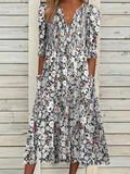 GORUNRUN  Floral V neck Casual Half sleeve Dress