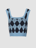 GORUNRUN-Ins Style Street Fashion Diamond Knitted Cami Tank Top