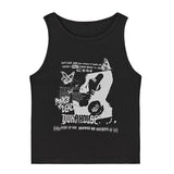 GORUNRUN-summer outfits y2k style casual spring outfits Gothic Punk Printed Rib Crop Tank Top