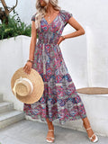 GORUNRUN  Paisley Ethnic V Neck Scramble Dress