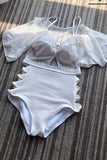 GORUNRUN-spring summer beach outfit  White Sexy Hollow Cover Belly Swimwears