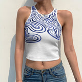 GORUNRUN-summer outfits y2k style casual spring outfits Sexy Corrugated Print Sleeveless Top