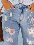 GORUNRUN Floral Denim Loose Casual Denim Shorts