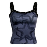 GORUNRUN-summer outfits y2k style casual spring outfits Contrast Trim Star Print Y2K Crop Cami Top