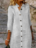 GORUNRUN  Loose Casual Striped Shirt Dress