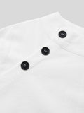 GORUNRUN  Women Plain Button Detail Casual Cotton And Linen Dress