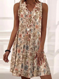 GORUNRUN  Casual Loose Floral V Neck Dress