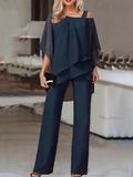 GORUNRUN Plain Casual Loose Chiffon Jumpsuit