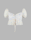 GORUNRUN-Ins Style Street Fashion Floral Chiffon Bow Top