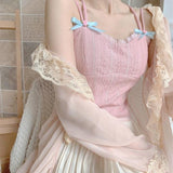 GORUNRUN-summer outfits y2k style casual spring outfits Sweet Temperament Bow Soft Lace Corset Camisole