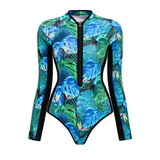 GORUNRUN-Summer Vacation Swimwear Beach Wear Long Sleeve Zipper One Piece Surfing Wetsuit Swimsuit