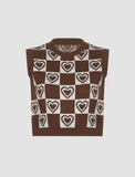 GORUNRUN-Ins Style Street Fashion Brown Love Vest Knit Sweater