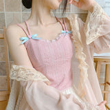 GORUNRUN-summer outfits y2k style casual spring outfits Sweet Temperament Bow Soft Lace Corset Camisole