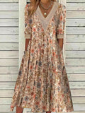 GORUNRUN  Casual V Neck Floral Dress