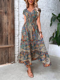 GORUNRUN  Paisley Ethnic V Neck Scramble Dress