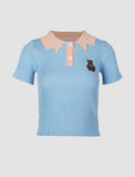 GORUNRUN-Ins Style Street Fashion Bear Embroidery Knitted POLO Top