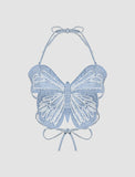 GORUNRUN-Ins Style Street Fashion Butterfly Three Dimensional Hollow Camisoles Cami Crop Top