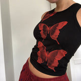 GORUNRUN-summer outfits y2k style casual spring outfits Butterfly Print Crop Tank Top