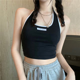 GORUNRUN-summer outfits y2k style casual spring outfits Contrast Trim Cropped Halter Tank Top