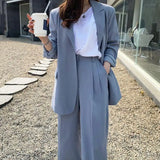 GORUNRUN-Korea Chic Office Ladies Pants Suits Women Spring Retro Blazer+High Waist Straight Mopping Trousers Two-Piece Set