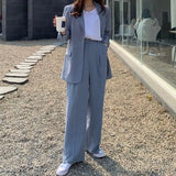 GORUNRUN-Korea Chic Office Ladies Pants Suits Women Spring Retro Blazer+High Waist Straight Mopping Trousers Two-Piece Set