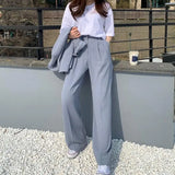 GORUNRUN-Korea Chic Office Ladies Pants Suits Women Spring Retro Blazer+High Waist Straight Mopping Trousers Two-Piece Set