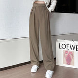 GORUNRUN-Autumn Fashion Black Design Tailored Trousers Women Loose Casual High Waist Pants Korean Street Lady Draped Trousers New