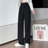 GORUNRUN-Autumn Fashion Black Design Tailored Trousers Women Loose Casual High Waist Pants Korean Street Lady Draped Trousers New