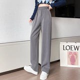 GORUNRUN-Autumn Fashion Black Design Tailored Trousers Women Loose Casual High Waist Pants Korean Street Lady Draped Trousers New