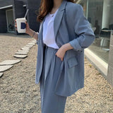 GORUNRUN-Korea Chic Office Ladies Pants Suits Women Spring Retro Blazer+High Waist Straight Mopping Trousers Two-Piece Set