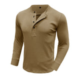 mens outfits Autumn and Winter Men's Long-Sleeved round Neck T-shirt Men's Slim Fit Henley Shirt Casual Top