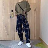 coachella valley music festival New Loose Plaid Pants Men's Korean-Style Ins Trendy Trendy Handsome All-Match Casual Straight Pants Personalized Trousers Fashionable Suit Pants