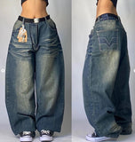 90s streetwear Fashion Brand Hip Hop Embroidered Large Pocket Jeans Men's and Women's Y2g High Street Mopping Wide Leg Pants