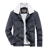 mens winter fashion Men's Winter New Corduroy Fleece-lined Thick Warm Jacket Stand Collar Casual Men's Youth Jacket Top