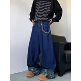 masc outfits Curling Wide-Leg Jeans Men's and Women's American-Style Retro Washed Niche Versatile Loose Casual Straight Trousers