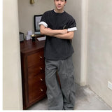 sweatpants outfit men American High Street Retro Overalls Jeans Men's Early Autumn Design Loose Wide Leg Casual Straight Long Pants Fashion