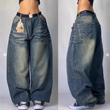 Gorunrun 90s streetwear Fashion Brand Hip Hop Embroidered Large Pocket Jeans Men's and Women's Y2g High Street Mopping Wide Leg Pants